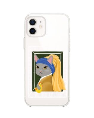 Etui do iPhone 12 Mini przeźroczyste, silikonowe Flexi, kotek z kurczakiem