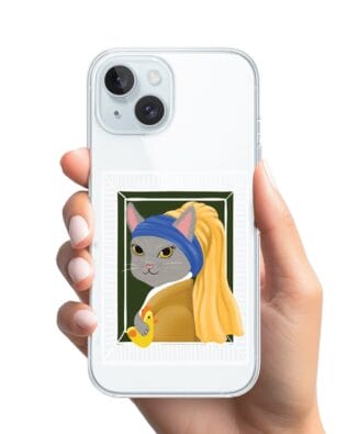 Etui do iPhone 15 Plus przeźroczyste, silikonowe Flexi, kotek z kurczakiem