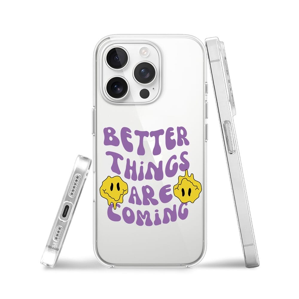 Etui do iPhone 15 Pro przeźroczyste, silikonowe Flexi, Better Things Are Coming - obrazek 2