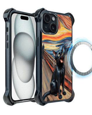 Etui iPhone 15 IBIZU DropGuard Ultra z MagSafe, Edvard Munch, krzyk kota