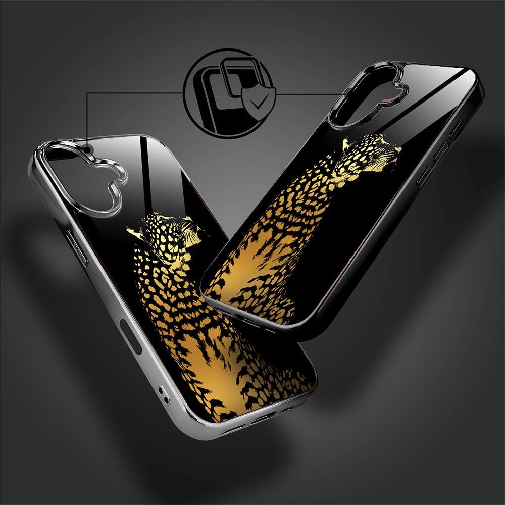 Etui do iPhone 16 IBIZU Elite Glass z MagSafe Golden Midnight, Lampart, czarne - obrazek 4