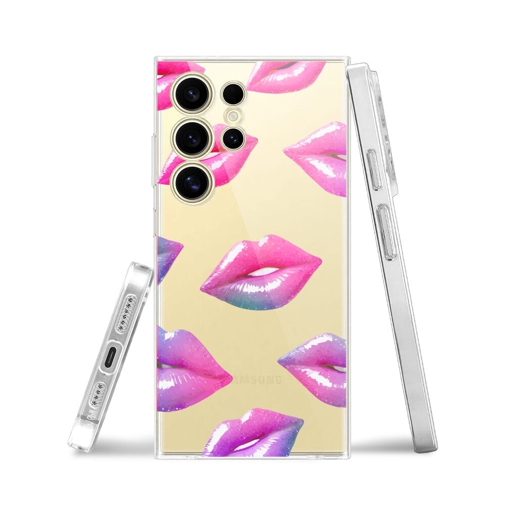 Etui do Samsung Galaxy S24 Ultra przeźroczyste, silikonowe Flexi, hologramowe usta - obrazek 3