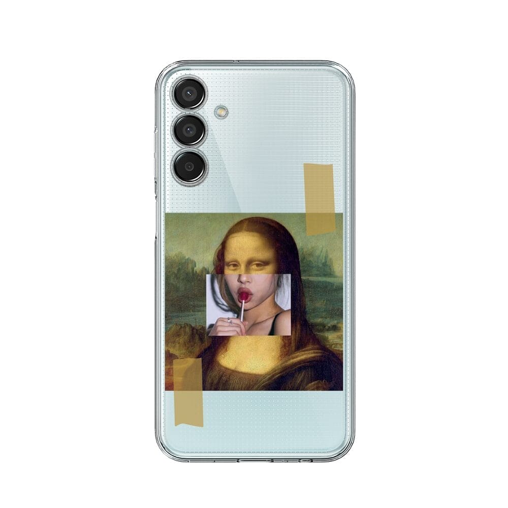 Etui do Samsung Galaxy M15 5G przeźroczyste, silikonowe Flexi, Mona Lisa z lizakiem
