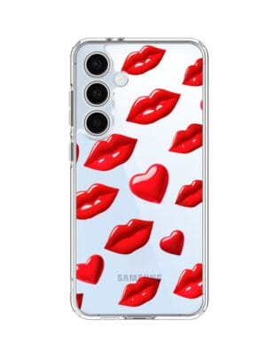 Etui do Samsung Galaxy S24 FE przeźroczyste, silikonowe Flexi, czerwone usta