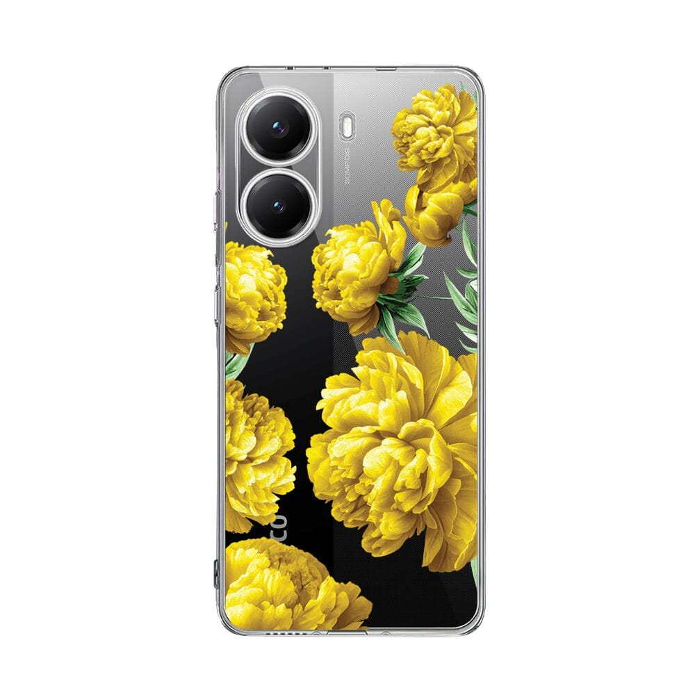 Etui do Xiaomi POCO X7 Pro przeźroczyste, silikonowe Flexi, żółte piwonie