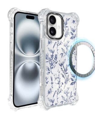 Etui iPhone 16 IBIZU DropGuard Ultra z MagSafe, Pastel Bloom, Lazurowe szepty