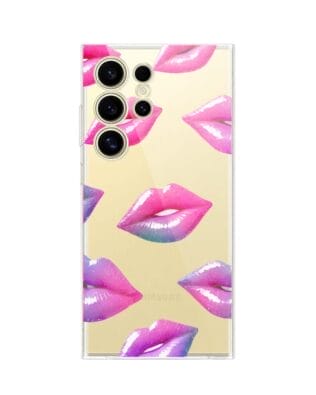 Etui do Samsung Galaxy S24 Ultra przeźroczyste, silikonowe Flexi, hologramowe usta