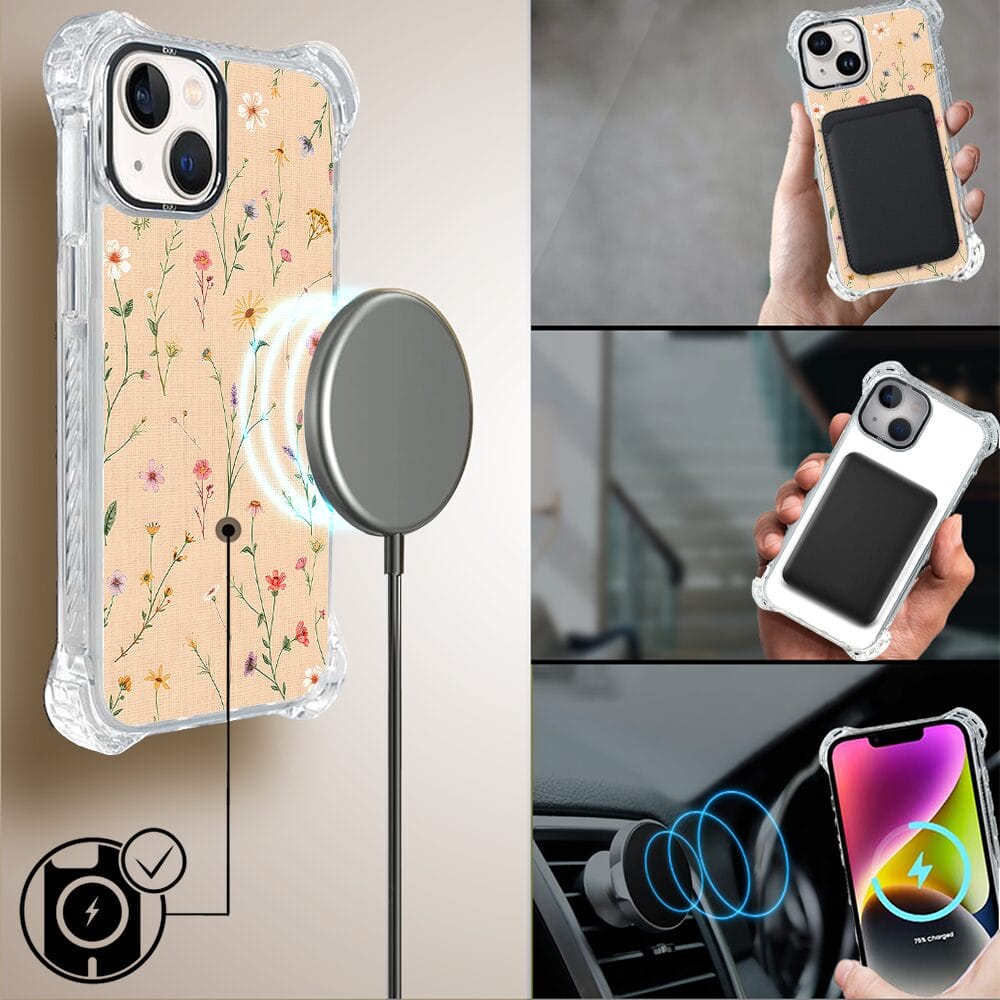 Etui iPhone 14 IBIZU DropGuard Ultra z MagSafe, Pastel Bloom, Koralowa łąka - obrazek 8