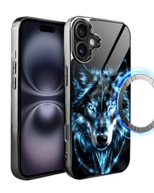 Etui do iPhone 16 Plus IBIZU Elite Glass z MagSafe lodowy wilk, czarny chrom