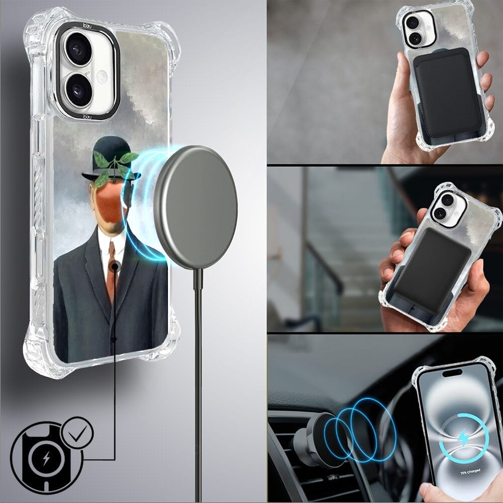 Etui iPhone 16 IBIZU DropGuard Ultra z MagSafe, Rene Magritte, syn człowieczy - obrazek 8