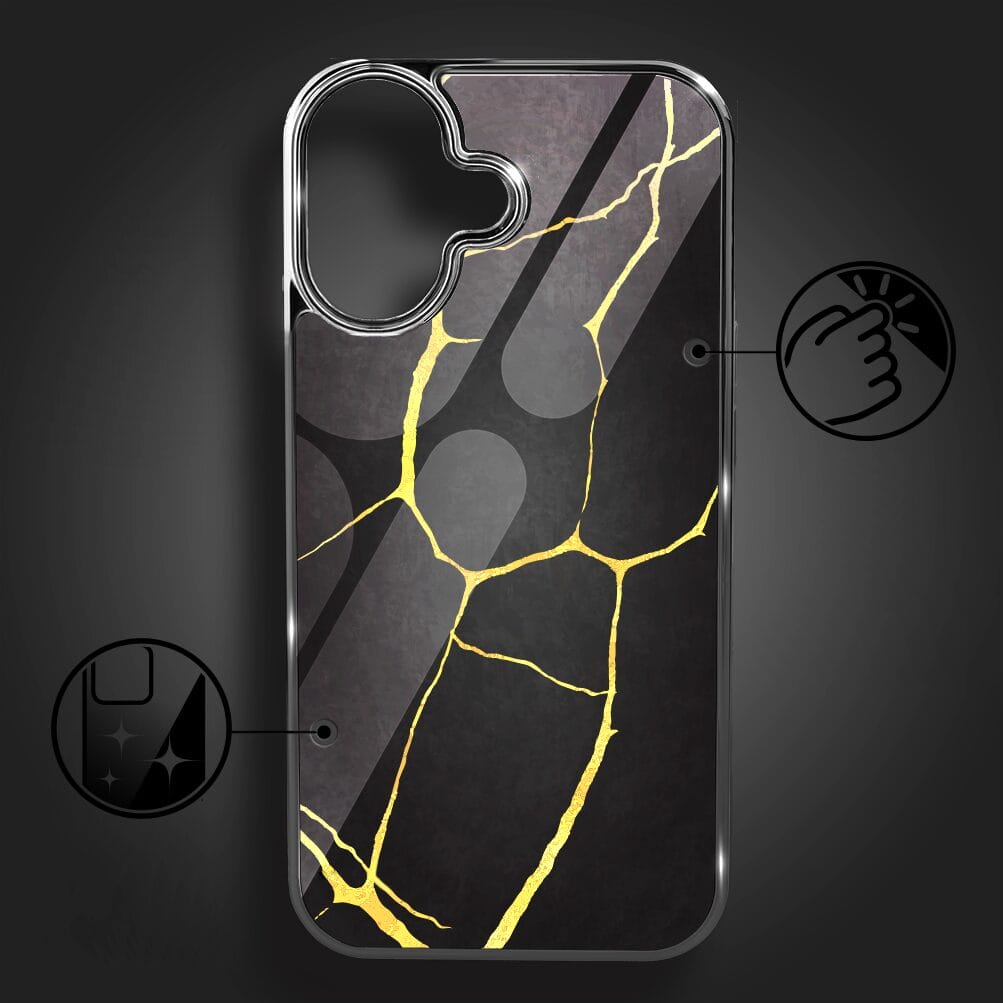 Etui do iPhone 16 IBIZU Elite Glass z MagSafe, Kintsugi, czarna porcelana, czarne - obrazek 2
