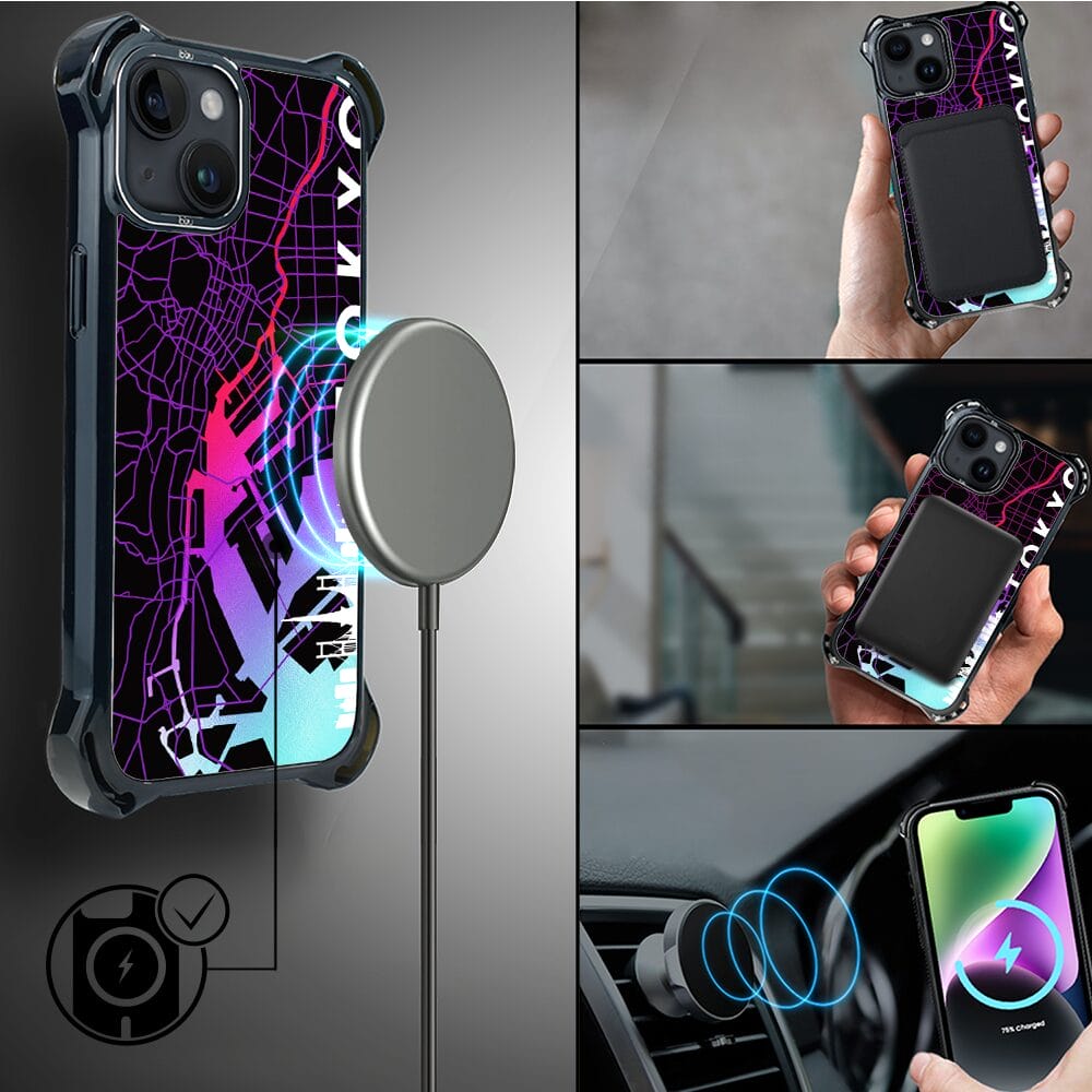 Etui do iPhone 14 IBIZU DropGuard Ultra z MagSafe, mapy świata, Tokyo - obrazek 8