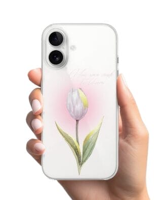 Etui do iPhone 16 Plus przeźroczyste, silikonowe Flexi, kwiaty, tulipan