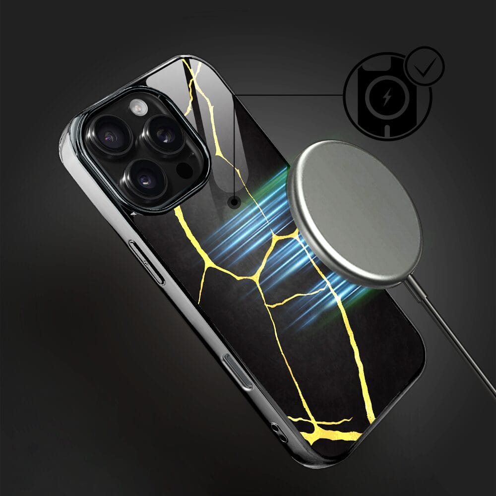 Etui do iPhone 16 Pro IBIZU Elite Glass z MagSafe, Kintsugi, czarna porcelana, czarne - obrazek 3