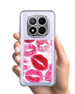 Etui do Xiaomi Redmi Note 14 Pro 4G przeźroczyste, silikonowe Flexi, pocałunki z napisem „love”