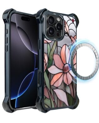 Etui do iPhone 16 Pro, IBIZU DropGuard Ultra z MagSafe, Barwy Szkła, Różowa magnolia