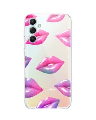 Etui do Samsung Galaxy A34 5G przeźroczyste, silikonowe Flexi, hologramowe usta