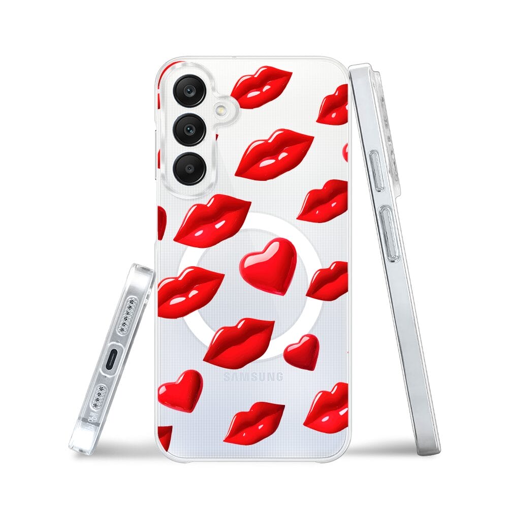 Etui do Samsung Galaxy A25 5G z MagSafe przeźroczyste, silikonowe Flexi, czerwone usta - obrazek 3