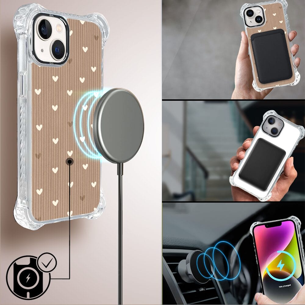 Etui iPhone 14 Plus IBIZU DropGuard Ultra z MagSafe, Boho, Pudrowe serca - obrazek 8