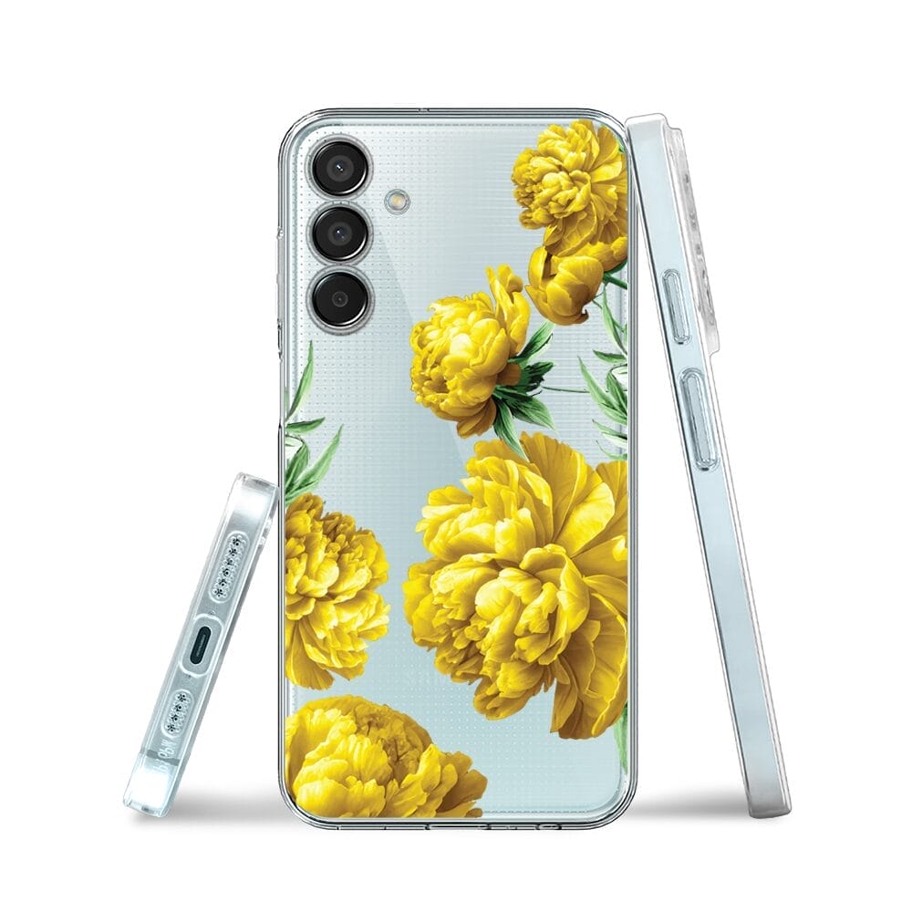 Etui do Samsung Galaxy M15 5G przeźroczyste, silikonowe Flexi, żółte piwonie - obrazek 3