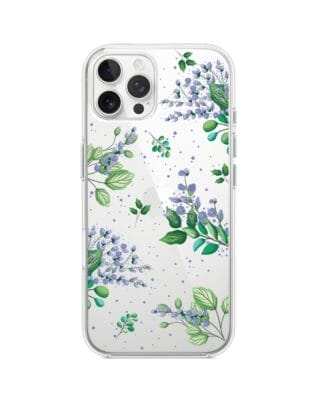 Etui do iPhone 12 Pro przeźroczyste, silikonowe Flexi, fioletowe kwiatki
