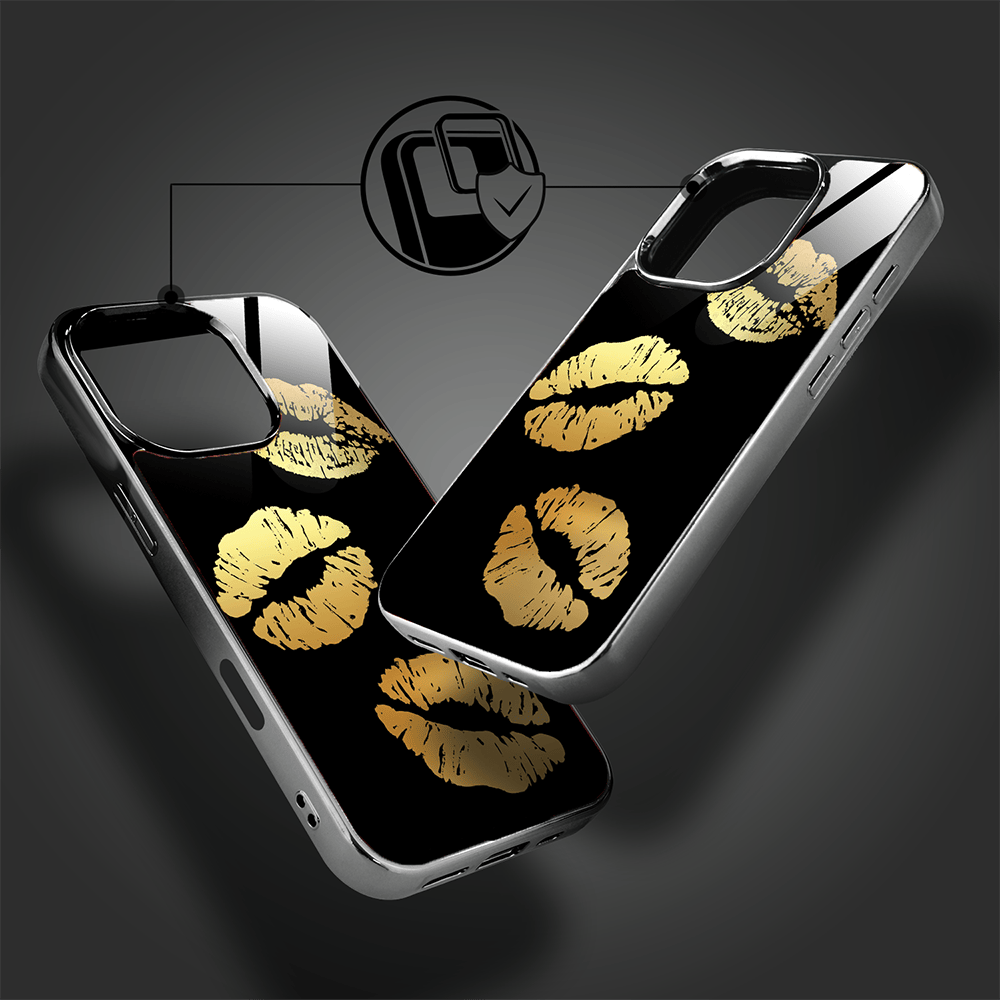 Etui do iPhone 16 Pro IBIZU Elite Glass z MagSafe Golden Midnight, Usta, czarne - obrazek 4