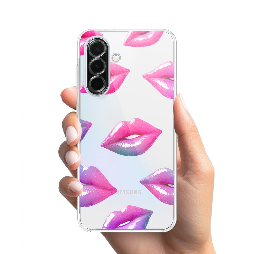 Etui do Samsung Galaxy A36 5G przeźroczyste, silikonowe Flexi, hologramowe usta - obrazek 2