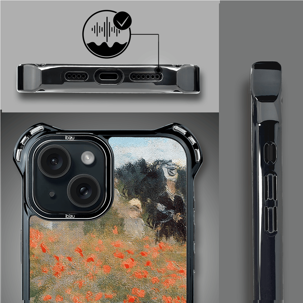 Etui iPhone 15 IBIZU DropGuard Ultra z MagSafe, Claude Monet, pole maków - obrazek 6