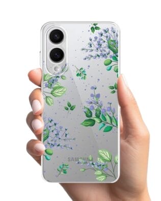 Etui do Samsung Galaxy S25 Edge przeźroczyste, silikonowe Flexi, fioletowe kwiatki