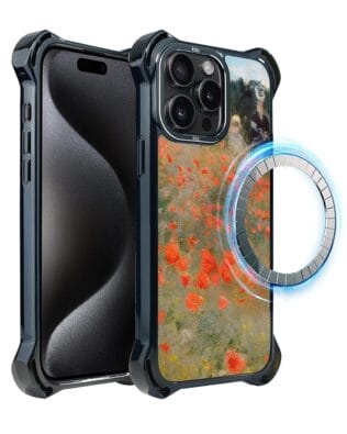 Etui iPhone 15 Pro Max IBIZU DropGuard Ultra z MagSafe, Claude Monet, pole maków