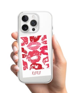 Etui do iPhone 15 Pro przeźroczyste, silikonowe Flexi, pocałunki, polaroid