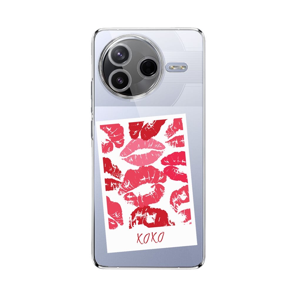 Etui do Xiaomi POCO F7 Pro przeźroczyste, silikonowe Flexi, pocałunki, polaroid