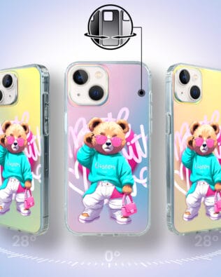 Etui do iPhone 13 IBIZU California Sunset z MagSafe, zmieniające kolor, Pink Queen, stylowy miś