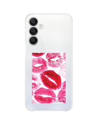 Etui do Samsung Galaxy A25 5G przeźroczyste, silikonowe Flexi, pocałunki z napisem „love”