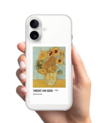 Etui do iPhone 16 Plus przeźroczyste, silikonowe Flexi, słoneczniki Van Gogh