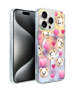 Etui do iPhone 15 Pro Max IBIZU California Sunset z MagSafe, zmieniające kolor, Love Mood, miś i serduszka