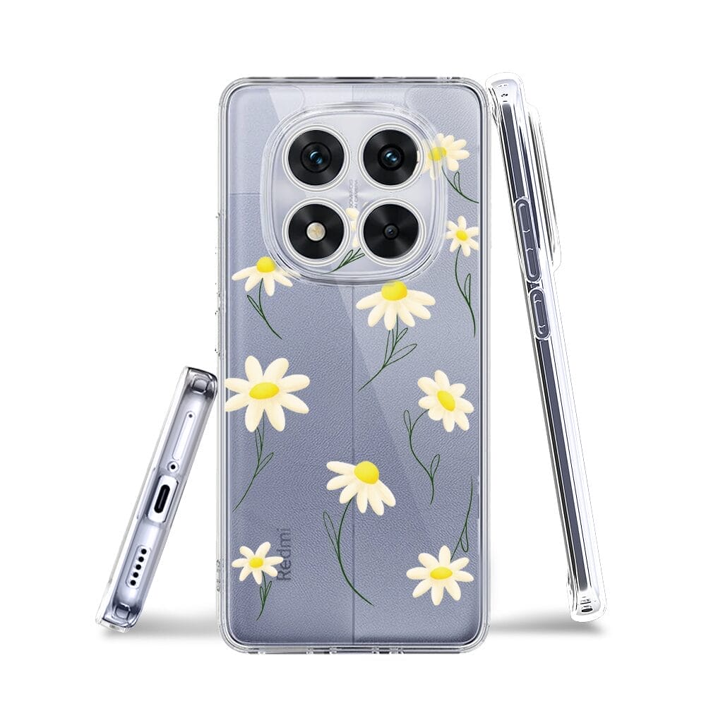 Etui do Xiaomi Redmi Note 14 Pro 5G przeźroczyste, silikonowe Flexi, stokrotki - obrazek 3