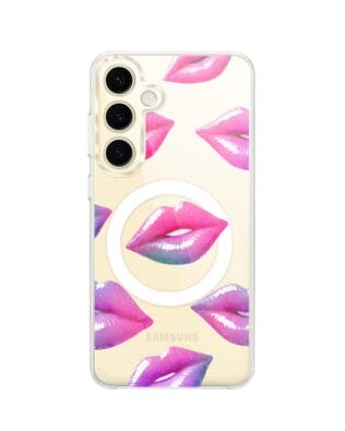 Etui do Samsung Galaxy S24 z MagSafe przeźroczyste, silikonowe Flexi, hologramowe usta