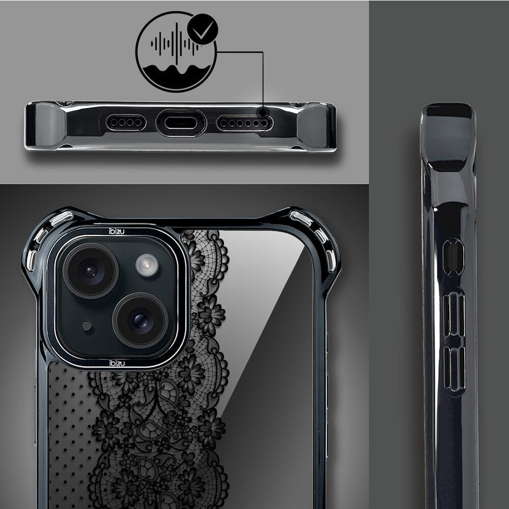 Etui do iPhone 15 IBIZU DropGuard Ultra z MagSafe, Midnight, Ornamentowa koronka - obrazek 6