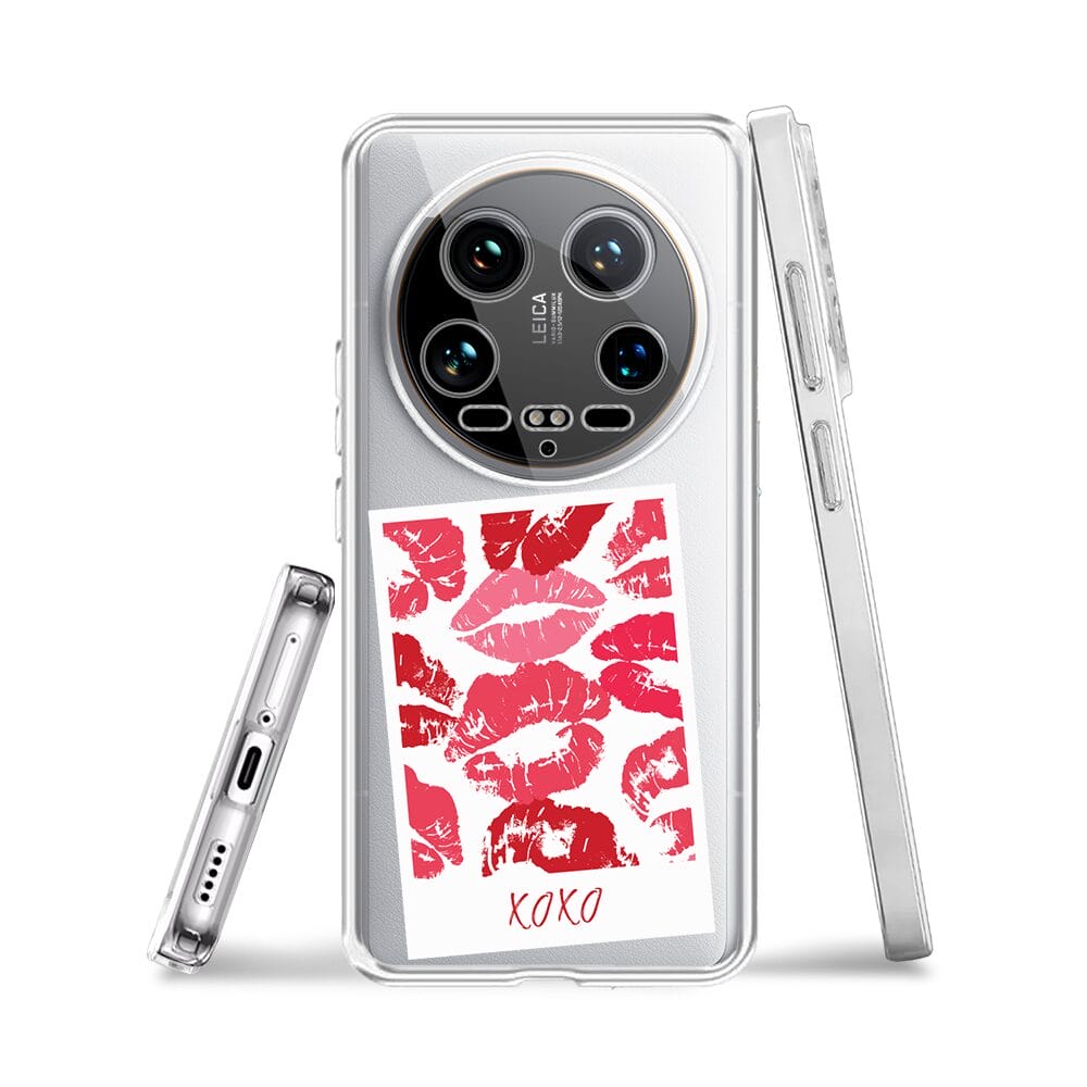 Etui do Xiaomi 14 Ultra przeźroczyste, silikonowe Flexi, pocałunki, polaroid - obrazek 3