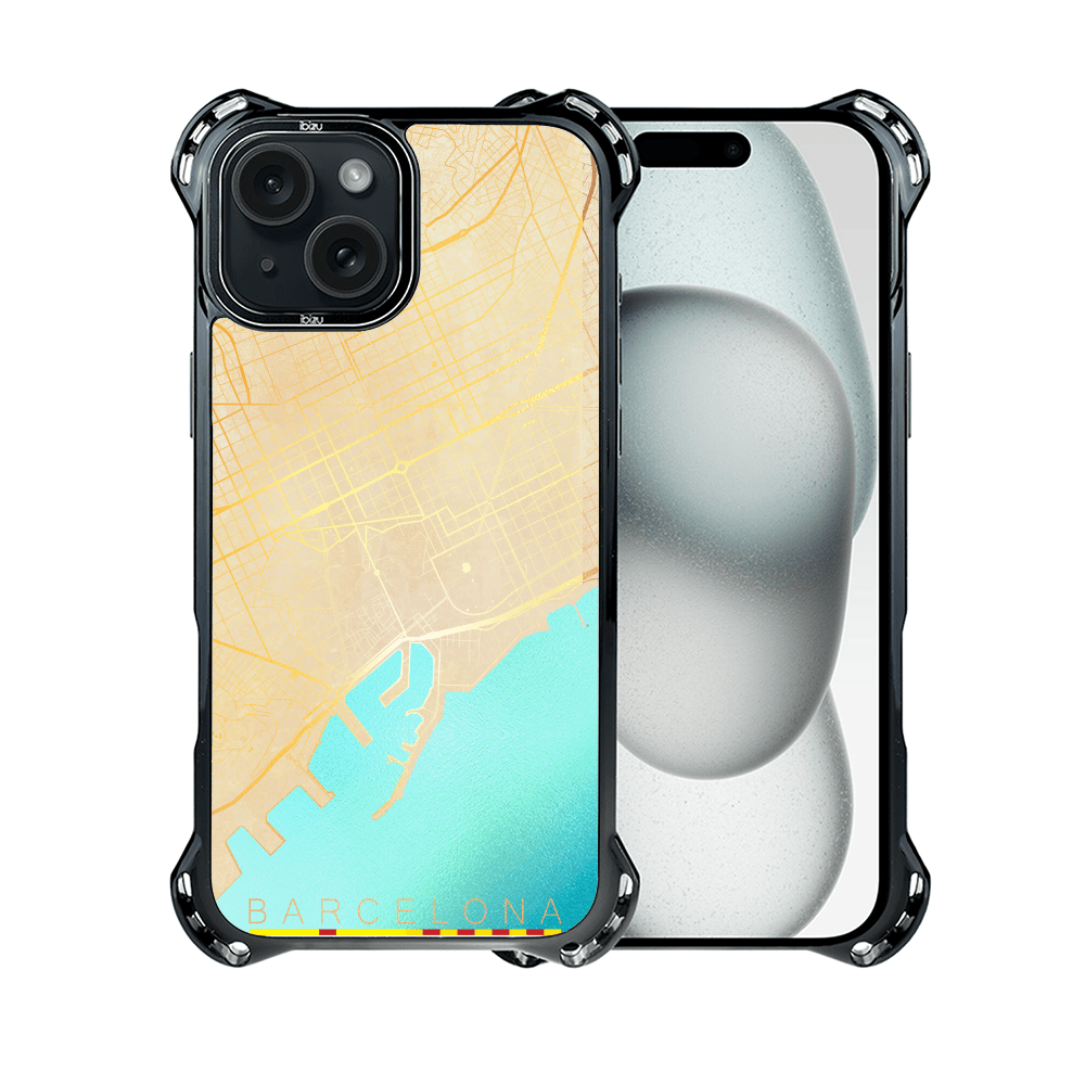 Etui do iPhone 15 IBIZU DropGuard Ultra z MagSafe, mapy świata, Barcelona - obrazek 2