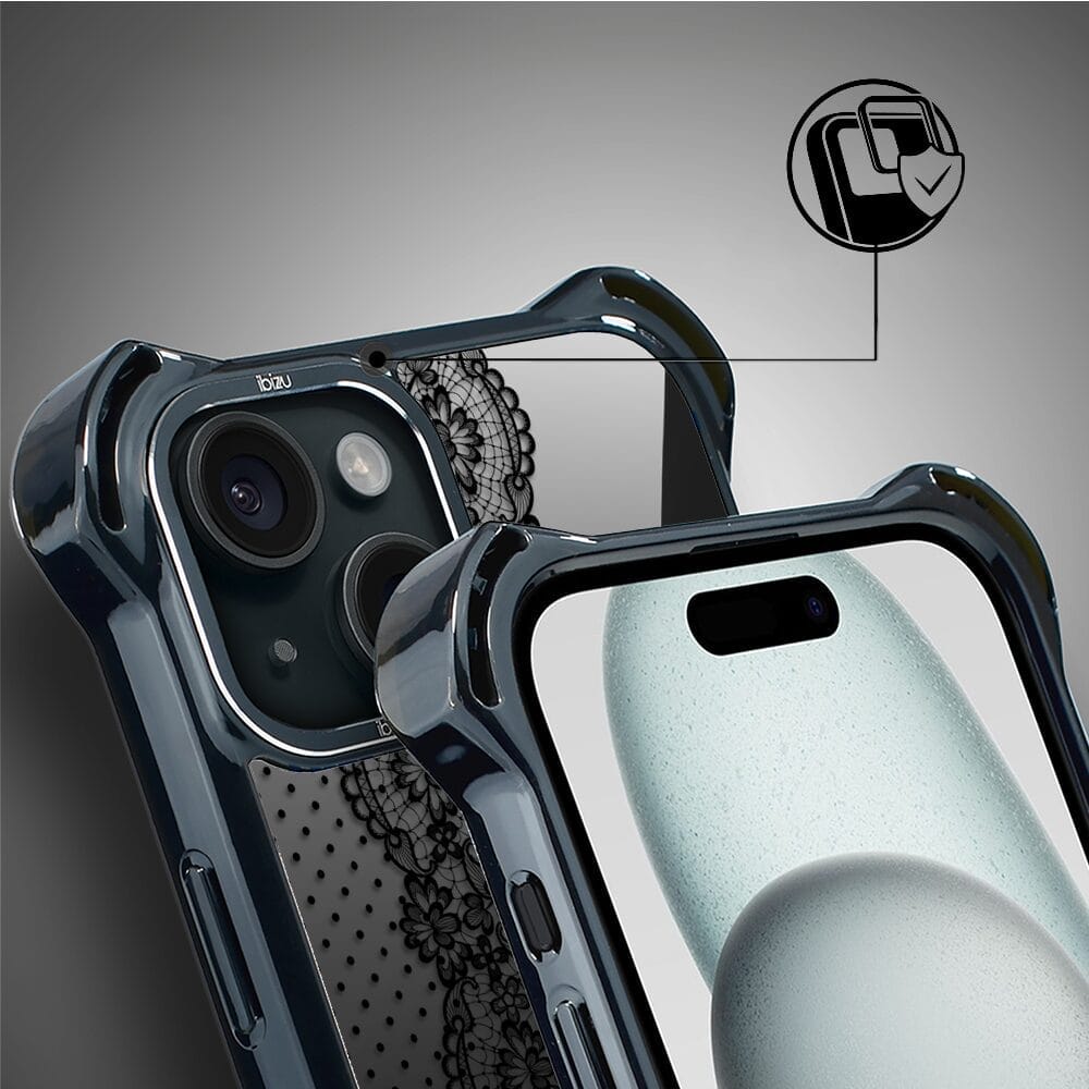 Etui do iPhone 15 IBIZU DropGuard Ultra z MagSafe, Midnight, Ornamentowa koronka - obrazek 3