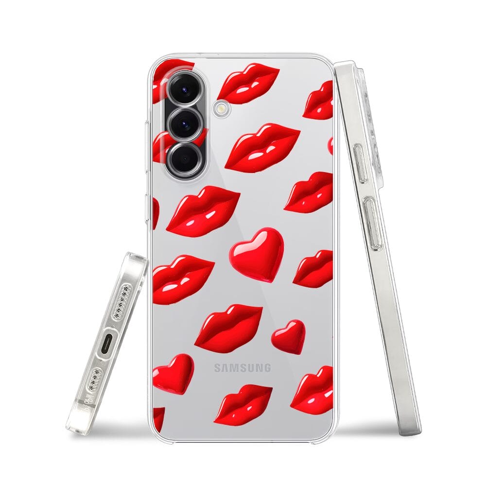 Etui do Samsung Galaxy A56 5G przeźroczyste, silikonowe Flexi, czerwone usta - obrazek 3