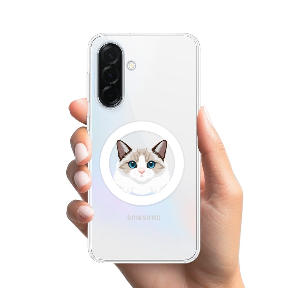 Etui do Samsung Galaxy A36 5G z MagSafe przeźroczyste, silikonowe Flexi, kot birmański - obrazek 2