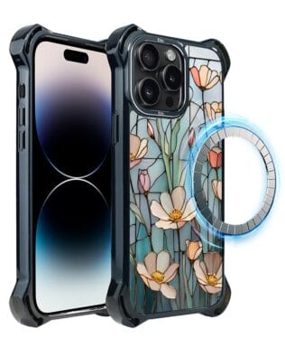 Etui do iPhone 14 Pro IBIZU DropGuard Ultra z MagSafe, Barwy Szkła, Szept kwiatów polnych