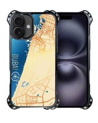 Etui do iPhone 16 Plus IBIZU DropGuard Ultra z MagSafe, Mapy świata, Dubai