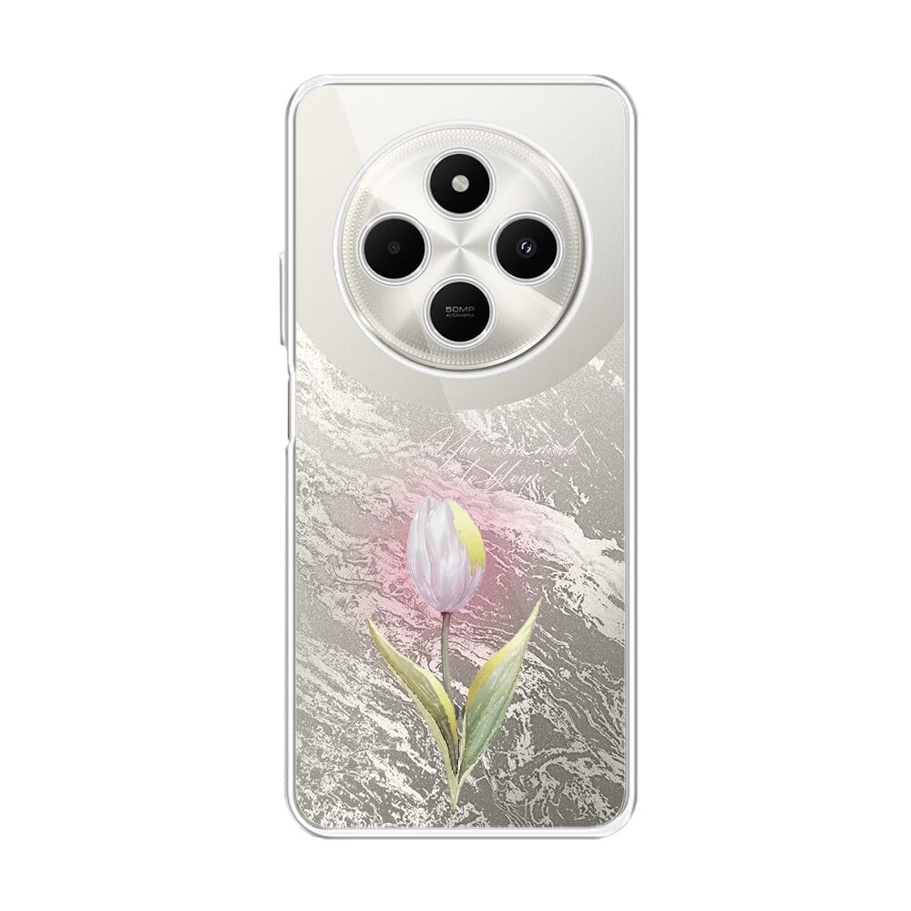 Etui do Xiaomi POCO C75 przeźroczyste, silikonowe Flexi, kwiaty, tulipan