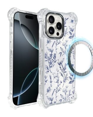 Etui do iPhone 16 Pro Max IBIZU DropGuard Ultra z MagSafe, Pastel Bloom, Lazurowe szepty