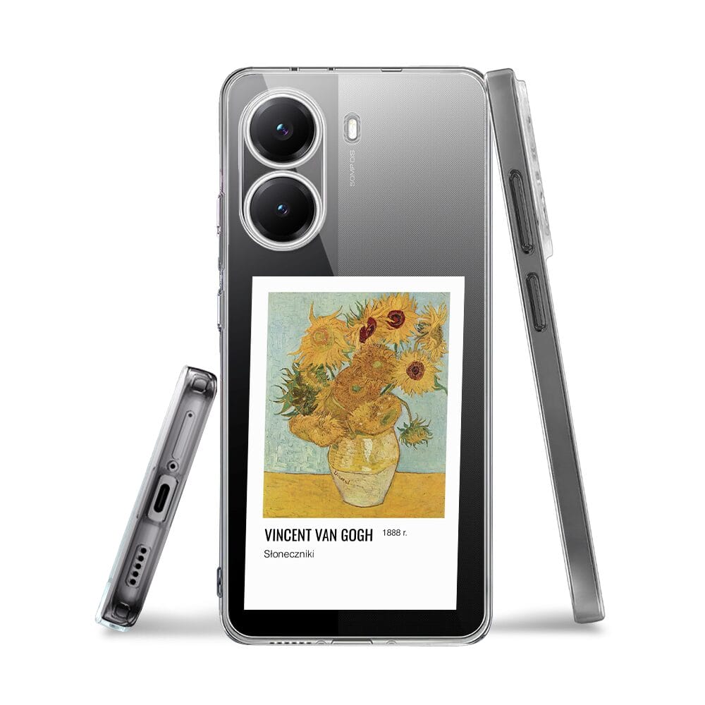 Etui do Xiaomi POCO X7 Pro przeźroczyste, silikonowe Flexi, słoneczniki - obrazek 3