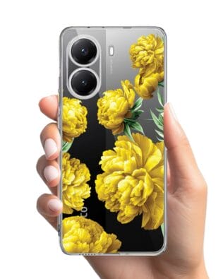 Etui do Xiaomi POCO X7 Pro przeźroczyste, silikonowe Flexi, żółte piwonie
